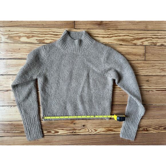 For the Republic Alpaca Wool High Neck Long Sleeve Short Length Brown Sweater XS - Picture 5 of 12
